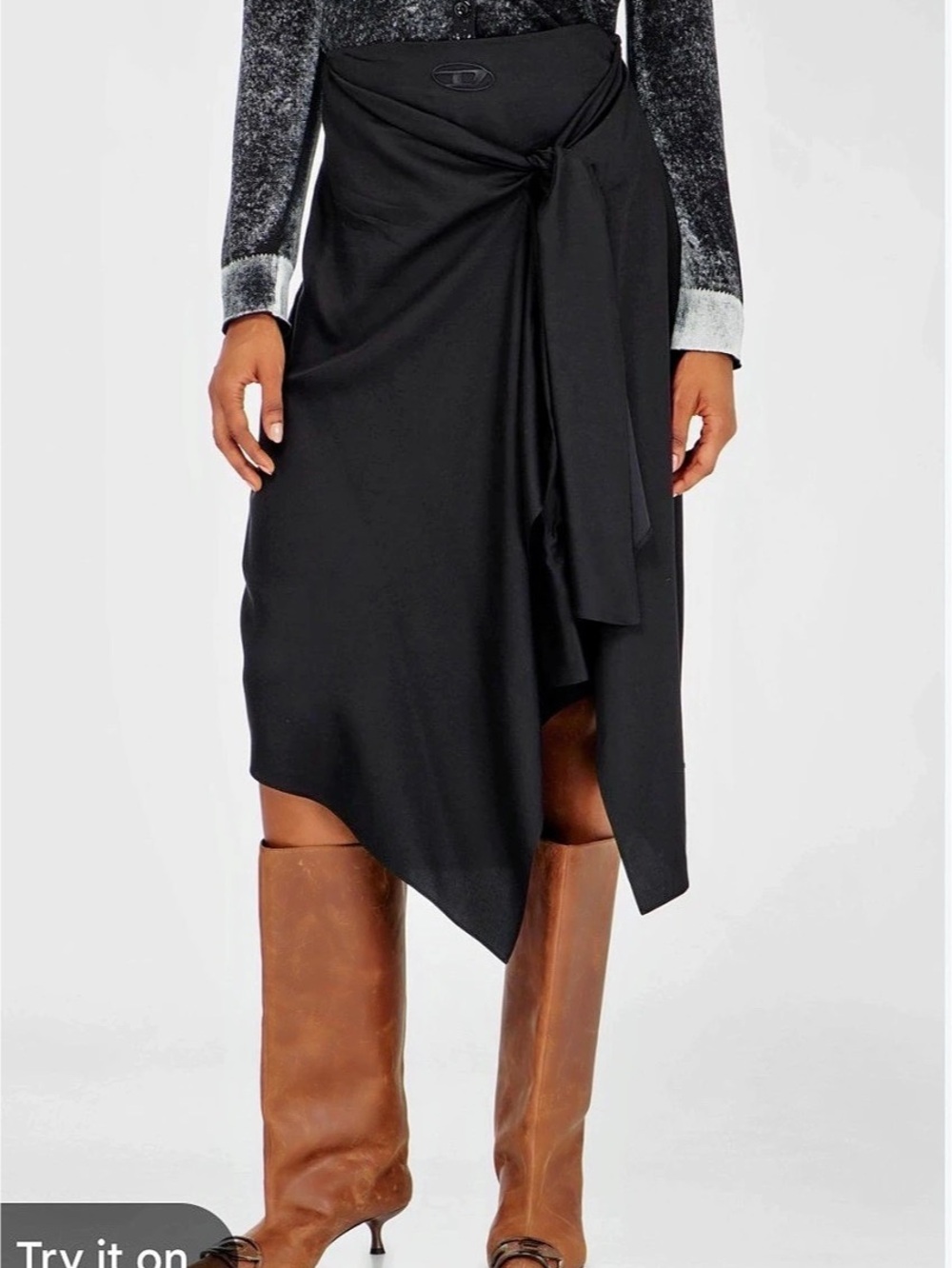Nine West Black Asymmetrical Skirt Size Medium Like New